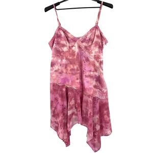 Y2K Babydoll Lace Slip Dress Sz XXL Coquette Tie Dye Hanky Fairycore Wild Fable